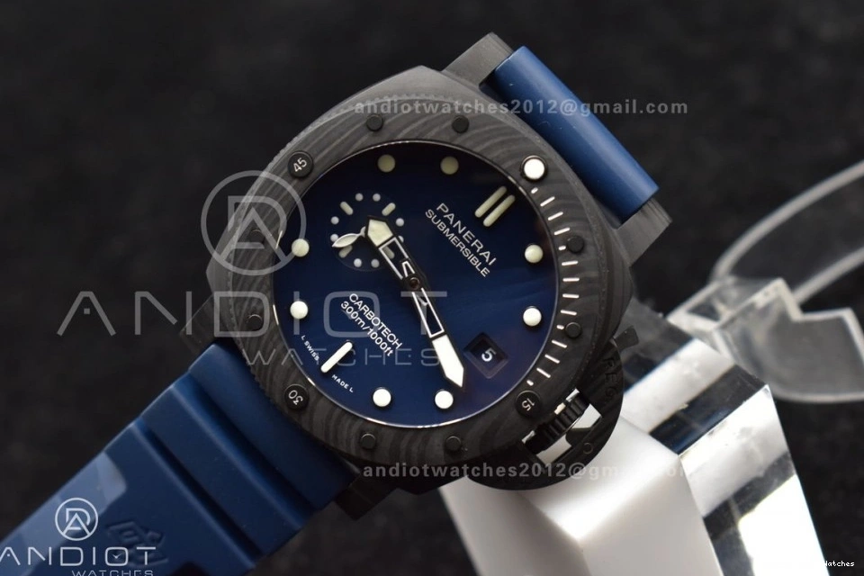 Dial W 439 Trendsetting P Best Carbotech SBF Blue 1:1 Blue Rubber Edition Strap PAM1232 on 0124